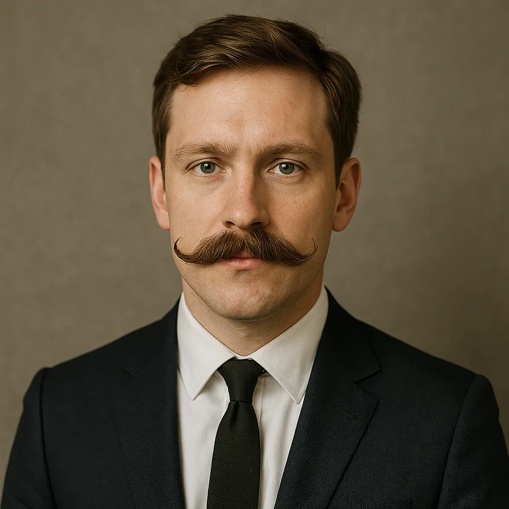 Mann mit Handlebar-Schnurrbart
