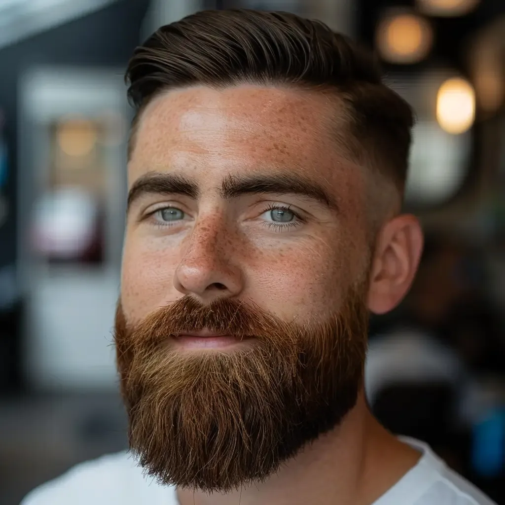 Herrenbart für ein rundes Gesicht mit Länge am Kinn, die das Gesicht streckt